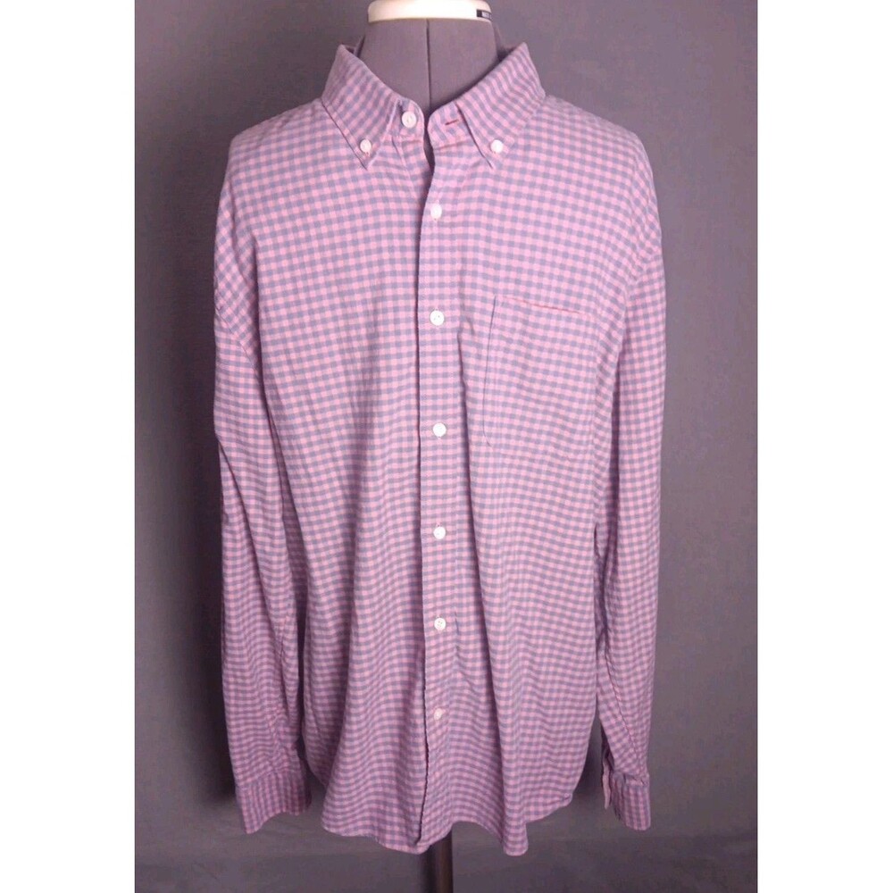 Faherty Shirt Mens XL Blue Pink Long Sleeve Gingham Plaid Button Down -EUC